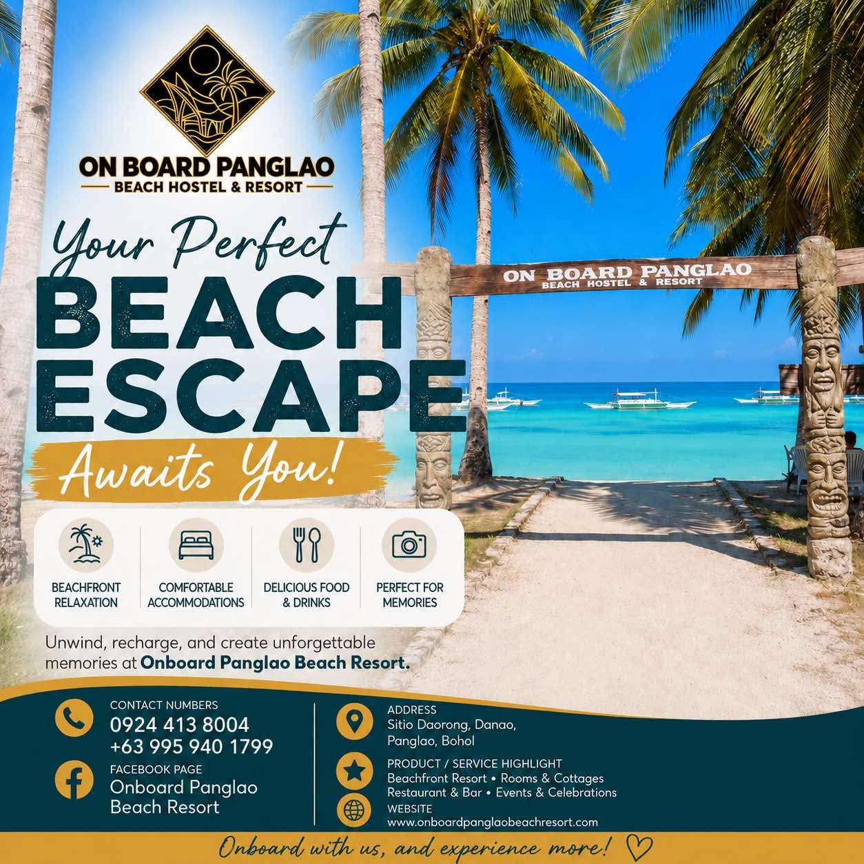 Onboard Panglao Beach Resort — turquoise ocean and beachfront